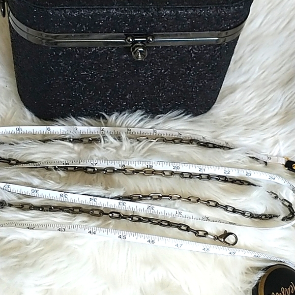 A New Day Black Glitter Oval Box Minaudiere Clutch - Picture 9 of 15